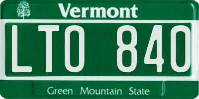 VT license plate LTO840