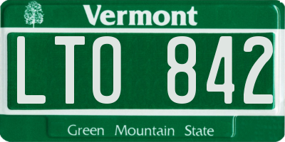 VT license plate LTO842