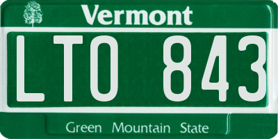 VT license plate LTO843