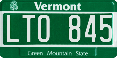 VT license plate LTO845