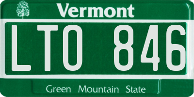 VT license plate LTO846