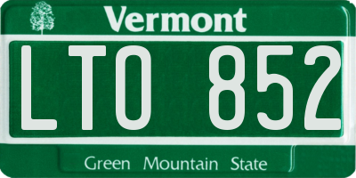 VT license plate LTO852