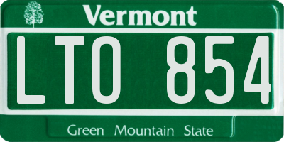 VT license plate LTO854