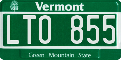 VT license plate LTO855