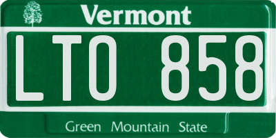 VT license plate LTO858
