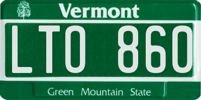VT license plate LTO860
