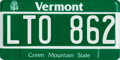 VT license plate LTO862