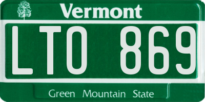 VT license plate LTO869