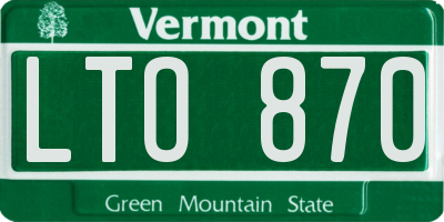VT license plate LTO870