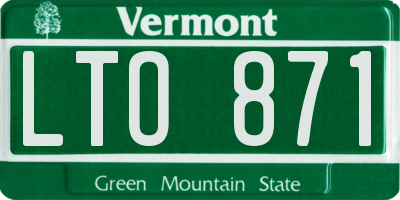 VT license plate LTO871