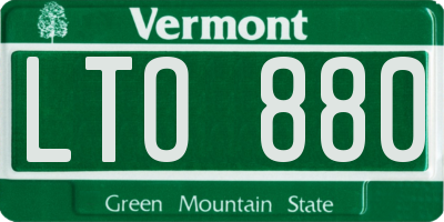 VT license plate LTO880