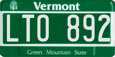 VT license plate LTO892