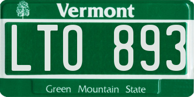 VT license plate LTO893