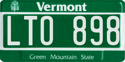 VT license plate LTO898
