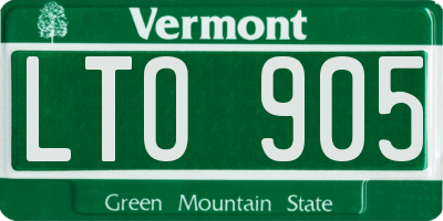 VT license plate LTO905