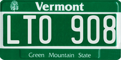 VT license plate LTO908