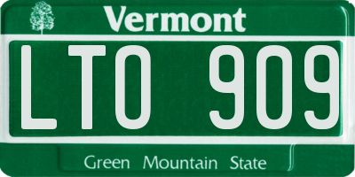 VT license plate LTO909