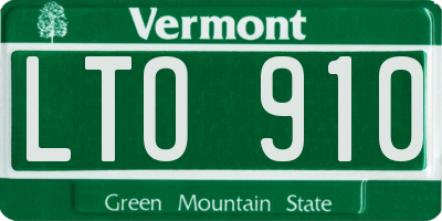 VT license plate LTO910