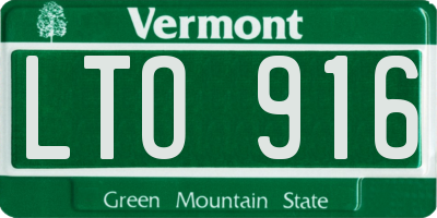 VT license plate LTO916