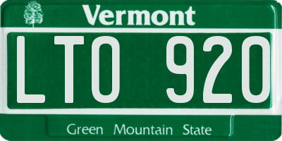 VT license plate LTO920