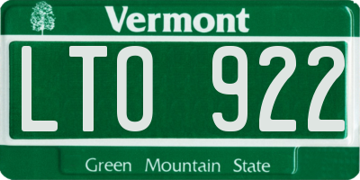 VT license plate LTO922