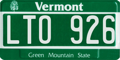 VT license plate LTO926