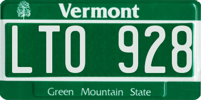 VT license plate LTO928