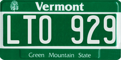 VT license plate LTO929