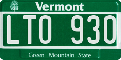 VT license plate LTO930