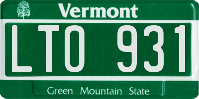 VT license plate LTO931