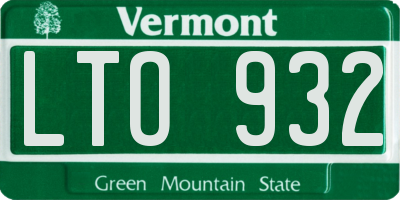 VT license plate LTO932