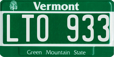 VT license plate LTO933