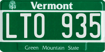 VT license plate LTO935