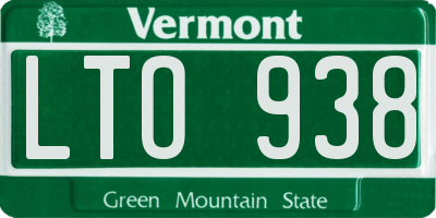 VT license plate LTO938