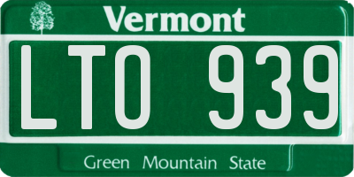 VT license plate LTO939
