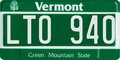 VT license plate LTO940
