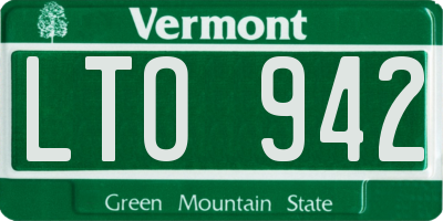 VT license plate LTO942