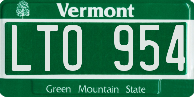 VT license plate LTO954