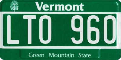 VT license plate LTO960