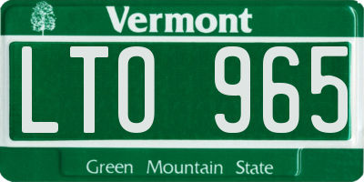 VT license plate LTO965