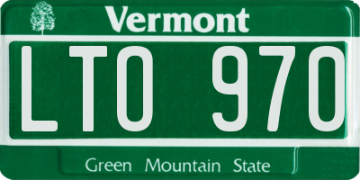 VT license plate LTO970