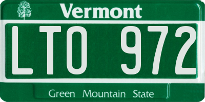 VT license plate LTO972