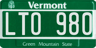 VT license plate LTO980