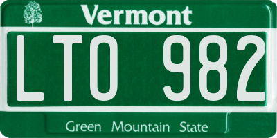 VT license plate LTO982