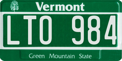 VT license plate LTO984