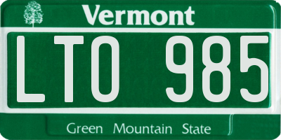 VT license plate LTO985