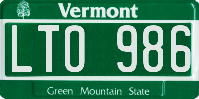 VT license plate LTO986