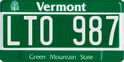 VT license plate LTO987