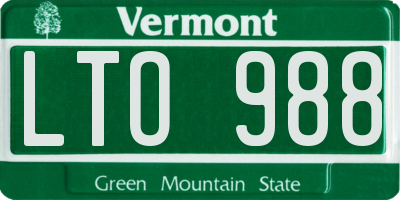 VT license plate LTO988