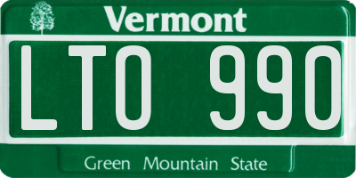 VT license plate LTO990